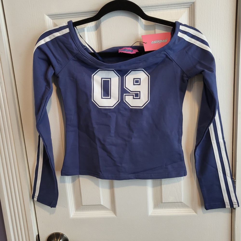 Edikted Navy Long Sleeve with White Print